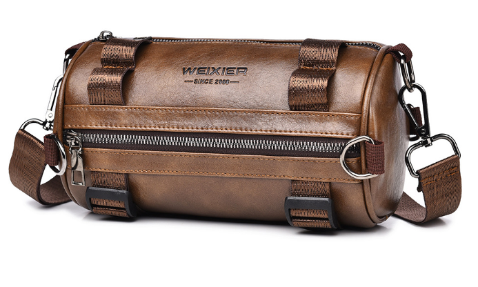 Trendy Leather Crossbody Bag, Large Capacity, Casual Waterproof Shoulder Bag for Men