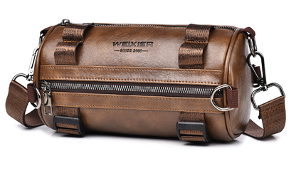Trendy Leather Crossbody Bag, Large Capacity, Casual Waterproof Shoulder Bag for Men