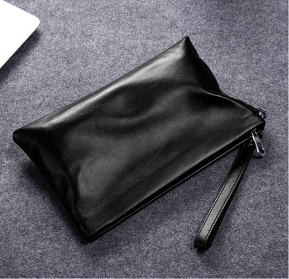 Genuine Top-Grain Cowhide Envelope Clutch for Men: Large Capacity, Minimalist Business & Casual Handbag