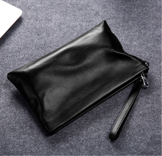 Genuine Top-Grain Cowhide Envelope Clutch for Men: Large Capacity, Minimalist Business & Casual Handbag