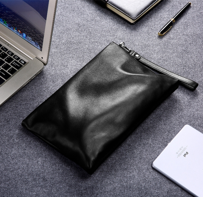 Genuine Top-Grain Cowhide Envelope Clutch for Men: Large Capacity, Minimalist Business & Casual Handbag