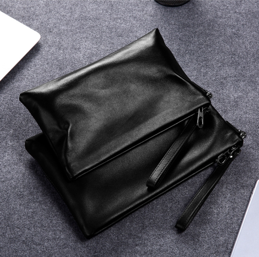 Genuine Top-Grain Cowhide Envelope Clutch for Men: Large Capacity, Minimalist Business & Casual Handbag