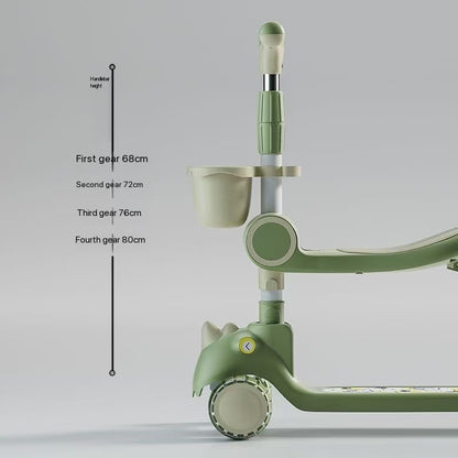 2-8Yrs 3-in-1 Kids' Scooter Sit-Slide Walker